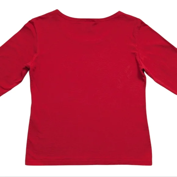 Vintage Marimekko Graphic Floral Red Long Sleeve Tee - Picture 7 of 11